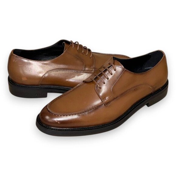 BOSS Larry-L Men's Brown Leather Derby Shoes US 9 (UK 8 EU 42) MSRP $250 - Picture 4 of 4